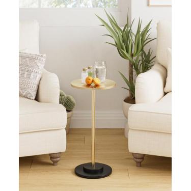 Imagem de Mesa lateral AEPOALUA redonda pequena para pequenos espaços dourada