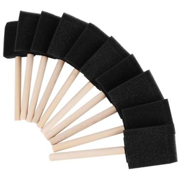 Imagem de ZUFECY Pacote com 10 pincéis de esponja de 5 cm - Pincéis de tinta de espuma com cabo de madeira para coloração, artesanato, vernizes e projetos de pintura DIY