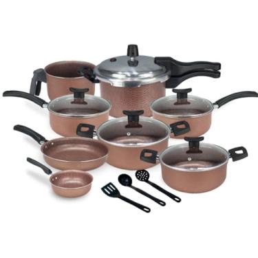 Imagem de Conjuntos de panela e frigideira Kit de panelas preto, 2.5l fechado panela de pressão externa (Chocolate)