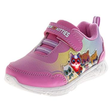 Imagem de Tênis Super Kitties para meninas - Bitsy Buddy Sparks Ginny Shoes - Tênis esportivo leve e respirável (tamanhos: 6-10 criança pequena/11-12 criança pequena), Rosa multicolorido, 12 Little Kid