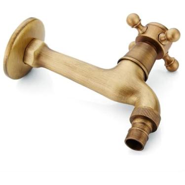 Imagem de Latão Antigo Longo Curto Furo Único Máquina De Lavar Roupa Torneira Normal Torneira Bibcock Fria Única Torneira Decorativa Jardim Ao Ar Livre, 4