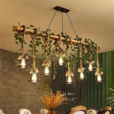 Imagem de Luz Pingente Estilo Retro Country Com Design Criativo | Ideal Para Restaurante, Bar, Cafeteria, Loja De Roupas, Caixa E Balcão (H 8 luzes)