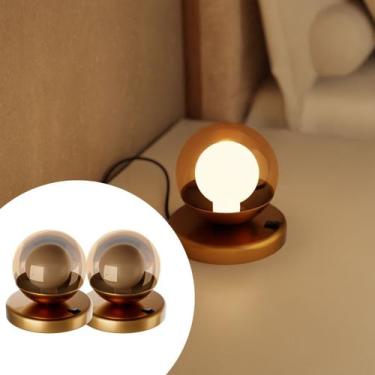 Imagem de Kit 2 Abajur Luminárias De Mesa Moderno dama Alumínio com Globo vidro 