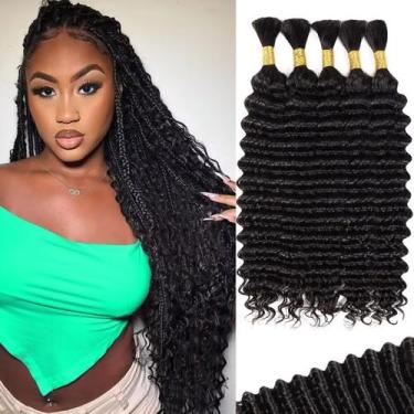 Imagem de Cabelo trançado humano YUTU Curly Deep Wave 160g 5 pacotes de 40 cm