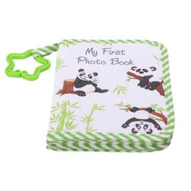 Imagem de Diydeg Meu Primeiro Álbum de Fotos, Álbum de Fotos de Bebê em Tecido Ultra Macio e À Prova D'água, Comporta 17 Fotos 4x6 com Mordedor em Formato de Estrela e Espelho de Segurança (Panda verde)