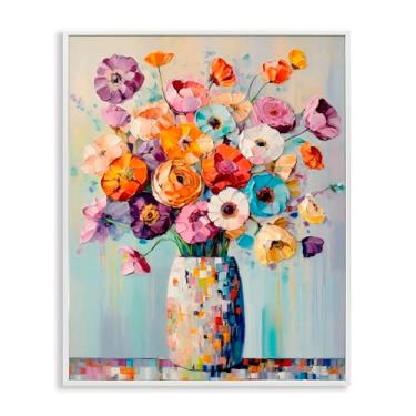 Imagem de Stupell Industries Buquê colorido de textura branca emoldurada, arte giclée, design por Creative Studio, 14 x 11