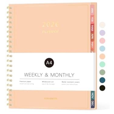 Imagem de Agenda 2026, calendário Forvencer semanal e mensal (janeiro de 2026 a dezembro de 2026), 21,6 cm x 28 cm, agenda espiral com bolso interno, planejamento diário fofo com abas, caderno de capa flexível