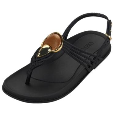 Imagem de Sandália De Dedo Feminina Grendha Celebrar Momentos Pingente Circular no Cabedal Casual Eventos (Preto, BR, Adulto, Numérico, 33)