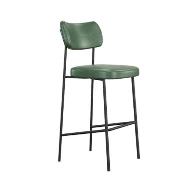 Imagem de Banqueta Alta Stela Base Metálica Preta Courino Verde - Belliv Decor