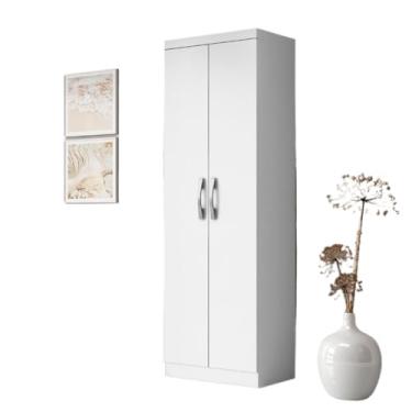 Imagem de Armário com Pé e Prateleiras | 1 Porta e 3 Prateleiras Internas para Organizar Quarto e Cozinha (Branco tx)