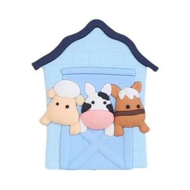 Imagem de Decorações De Bolo Rústicas De Animais De Fazenda: Vaca, Porco, Gado D