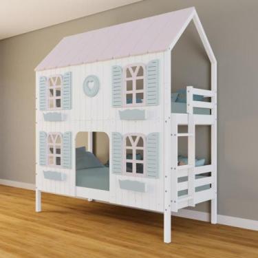 Imagem de Beliche Casinha Bela Com Coração 4 Janelas Venezianas - Madeira Maciça