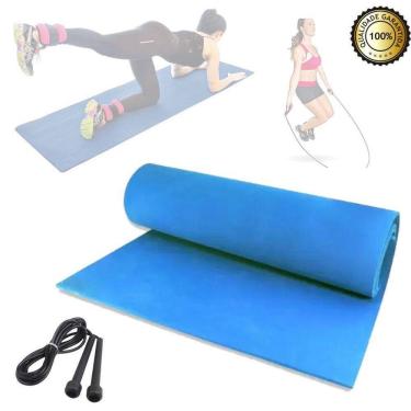 Imagem de Tapete De Eva Academia/Pilates/Yoga 120X50Cm + Corda Pvc
