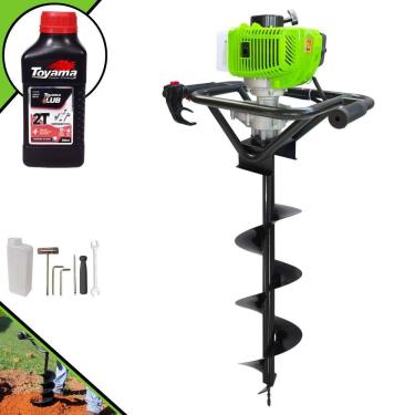 Imagem de Perfurador de Solo Completo Menegotti MPS52 À Gasolina Motor 2T 52cc 1,8HP de Potência Alta Rotação + Broca 80x20cm + ÓLEO TOYAMA 2T
