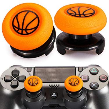 Imagem de Playrealm FPS Thumbstick Extender & Printing Rubber Silicone Grip Cover 2 Conjuntos para PS4 (Basketball)