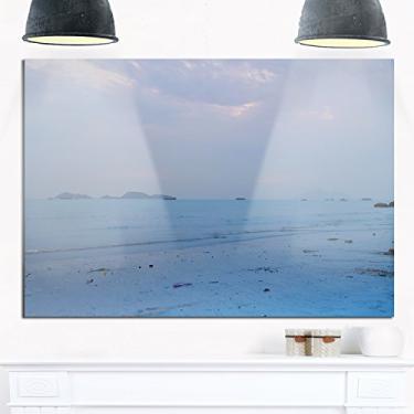 Imagem de Designart MT11747-20-12 Arte de parede azul claro pôr do sol no pulmão Kwu Tan Beach Paisagem Metal 50,8 x 30,5 cm, vermelha/bronze