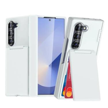 Imagem de Capa para Galaxy Z Fold6 Flip Kickstand dobrável com suporte fosco e porta-cartões (para Galaxy Z Fold6/branco)