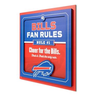 Imagem de YouTheFan Arte de parede oficialmente licenciada pela NFL Buffalo Bills Fan Rules, várias camadas, arte humorística da equipe, lema de fã de esportes, mostra regras engraçadas, decoração interna