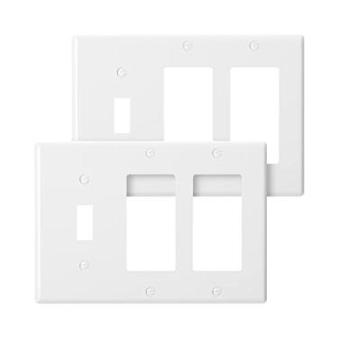 Imagem de Bates- Combination Wall Plate, 2 Pack, Single Toggle/Double Decorator, White Light Switch Cover Plate, Switch Covers, Outlet Plate Cover, Wall Plate Cover, Wall Plates