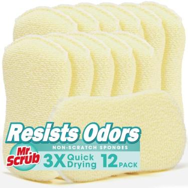 Imagem de Mr. Scrub Esponjas Esfregão de Cozinha Esponja Esponja, Pacote com 12 Escovas de Limpeza Suprimentos para Sabão, Conjuntos de Louça, Panela, Pote de Vidro, Lava-Louça, Pia de Lava-Louça, Toalhas de