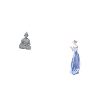 Imagem de Fenteer Estatueta de Porcelana de Buda Sun Wukong, Escultura Moderna, Estátua Colecionável para Hotel, Pátio, Prateleira, Armário, Mesa, Ornamento de Quintal