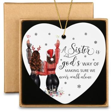 Imagem de Enfeites de Natal de irmãs A Sister Is God's Way of Making Sure We Never Walk Alone Presentes de formatura de aniversário para irmãs besties cunhada melhor amiga decoração de árvore de Natal