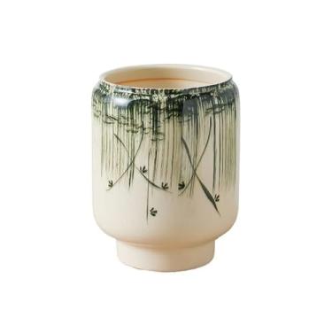 Imagem de Macetas para plantas Vaso de cerâmica chinesa, pé alto, diâmetro grande, vaso retrô para sala de estar com orifício de drenagem para uso doméstico e casa de jardim