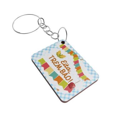 Imagem de Chaveiro MDF Eita Trem Bom Bandeirinhas Festa Junina - R9 Decor, Kit 1