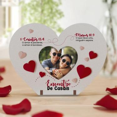 Imagem de Lembrancinha Coração MDF Mini Porta Retrato Dia dos Namorados - Deliqu