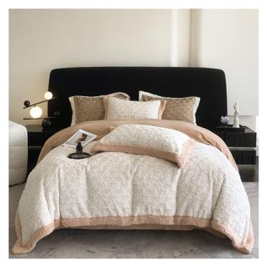 Imagem de Conjunto de 4 peças de flanela de leite espesso dupla face acolchoado veludo coral flanela quente capa de colcha de inverno capa de edredom casal (cor: 4, tamanho: cama de 1,8 m -200 x 230 cm) (6 cama
