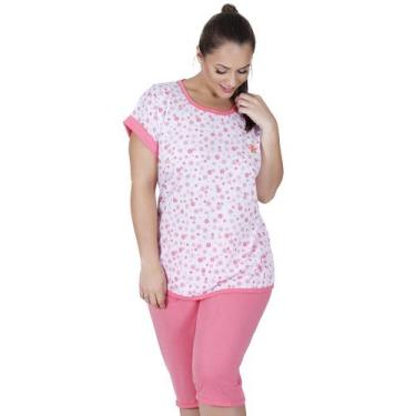 Imagem de Pijama De Calor meia estação Manga Curta Calça Curta Bermuda Pescador 