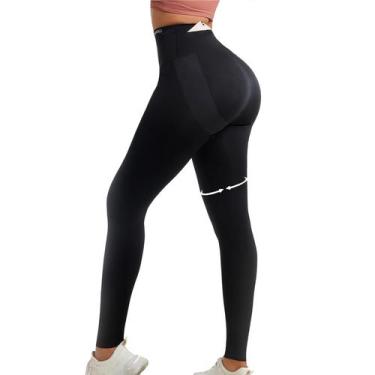 Imagem de Leggings Curvphilo para levantar bunda, cintura alta e bolsos, pretas 