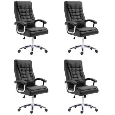 Imagem de Kit 4 Cadeiras Escritório Presidente Ergonômica NR17 material sintétic
