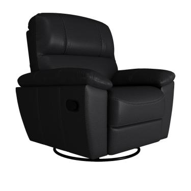 Imagem de Poltrona do Papai Reclinável Giratória Armênia Glider Mecânico Couro Preto - Gran Belo