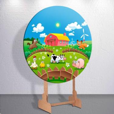 Imagem de Painel Tema Fazenda Animais Capa Grande e Mini Redondoda Estampa Subli