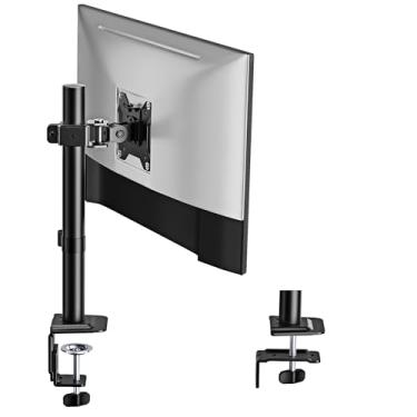 Imagem de monTEK Suporte de monitor único, braço de monitor estável para tela de 43.2-81.3 cm e 10.0 kg, suporte de mesa ajustável em altura com grampo C e base de ilhós, VESA 75 * 75 mm/100 * 100 mm