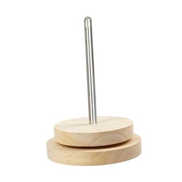 Imagem de oshhni Suporte de novelos de lã de madeira, suporte giratório para novelos de lã, para fios feito à mão para de barbante, entusiastas de crochê, 12cmx17cm