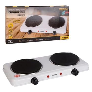 Imagem de Fogareiro Elétrico Portátil 2 Bocas 127V - Controle de Temperatura, Fogão De Mesa, Cooktop, Base Antiderrapante