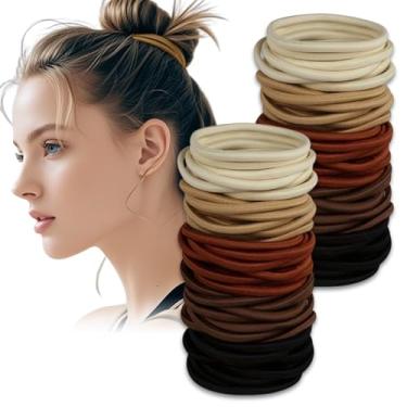 Imagem de 50 peças de prendedores de cabelo sem danos elásticos sem costura para cabelos grossos e finos, suportes multicoloridos para caudas (MIX1)