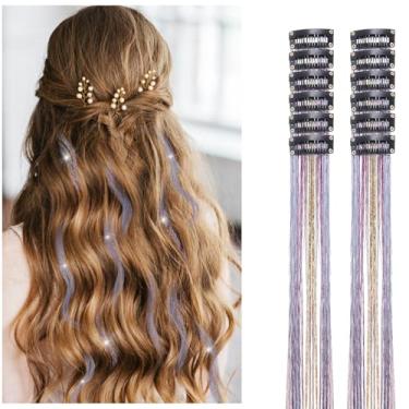 Imagem de 12 peças de grampos de cabelo de 50 cm Tinsel colorido glitter grampo de cabelo Tinsel Fairy Hair Party Dazzle Acessórios de cabelo para mulheres e meninas