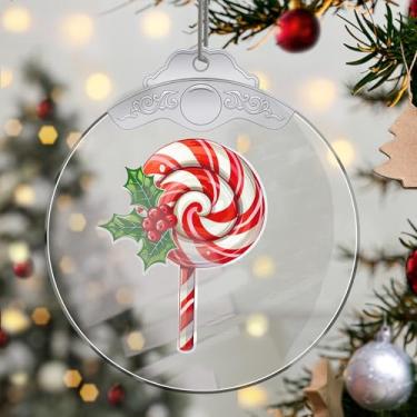 Imagem de Enfeites de Natal para pendurar em cristal doce, enfeites de árvore de Natal feitos à mão, decoração de carro e casa - presentes de Natal, decoração de artesanato em acrílico, ideias de troca de
