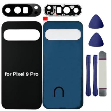Imagem de Para Pixel 9 Pro, vidro traseiro compatível com Google Pixel 9 Pro 5G, capa traseira de vidro, peça de substituição de porta com lente de câmera, fitas e ferramentas pré-instaladas (não compatível com