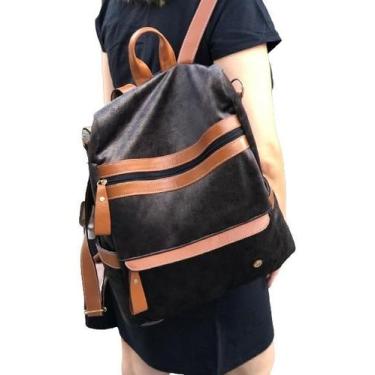 Imagem de Mochila Bolsa Notebook Grande em Veludo com Detalhes em Couro - Gaios 