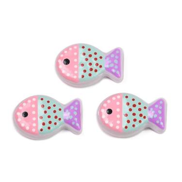 Imagem de 20 peças de contas de peixe feitas à mão pequenas contas de peixe esmaltadas para artesanato DIY, pulseiras, colar, brincos, fabricação de joias, rosa, 20 x 13 x 5,5 mm, orifício: 1,4 mm
