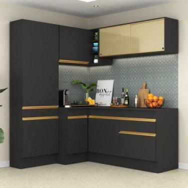 Imagem de Cozinha Completa De Canto Mp2089 Com Armário E Balcão Preta - MULTIMOV