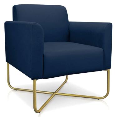 Imagem de Poltrona Base Industrial X Dourada Maressa S01 Azul Marinho