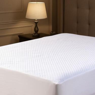 Imagem de Capa de Colchão Impermeável Matelado Casal King Silencioso, Fácil de Lavar e Ajustável Branco