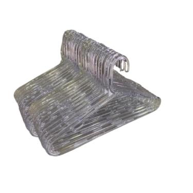 Imagem de Cabide em Acrílico Cristal Tradicional - Cabide Grosso e Transparente para Roupas Sociais e Calças