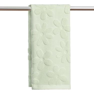 Imagem de Artoid Mode 1 peça verde claro 3D floral jacquard primavera toalhas de mão para banheiro, 100% algodão macio absorvente toalha de decoração de banheiro, 14,7 x 29,5 polegadas