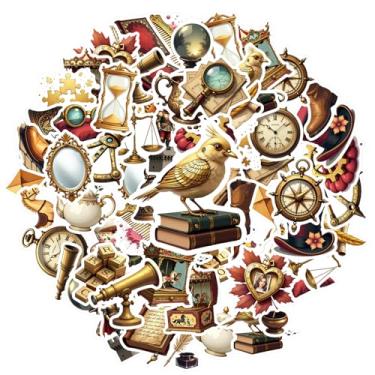 Imagem de 35 peças vintage steampunk relógios retrô aventura adesivos DIY adesivos mecânicos para telefone faça você mesmo, guitarra, notebook, mala, copo, laptop, motocicleta, bagagem, telefone